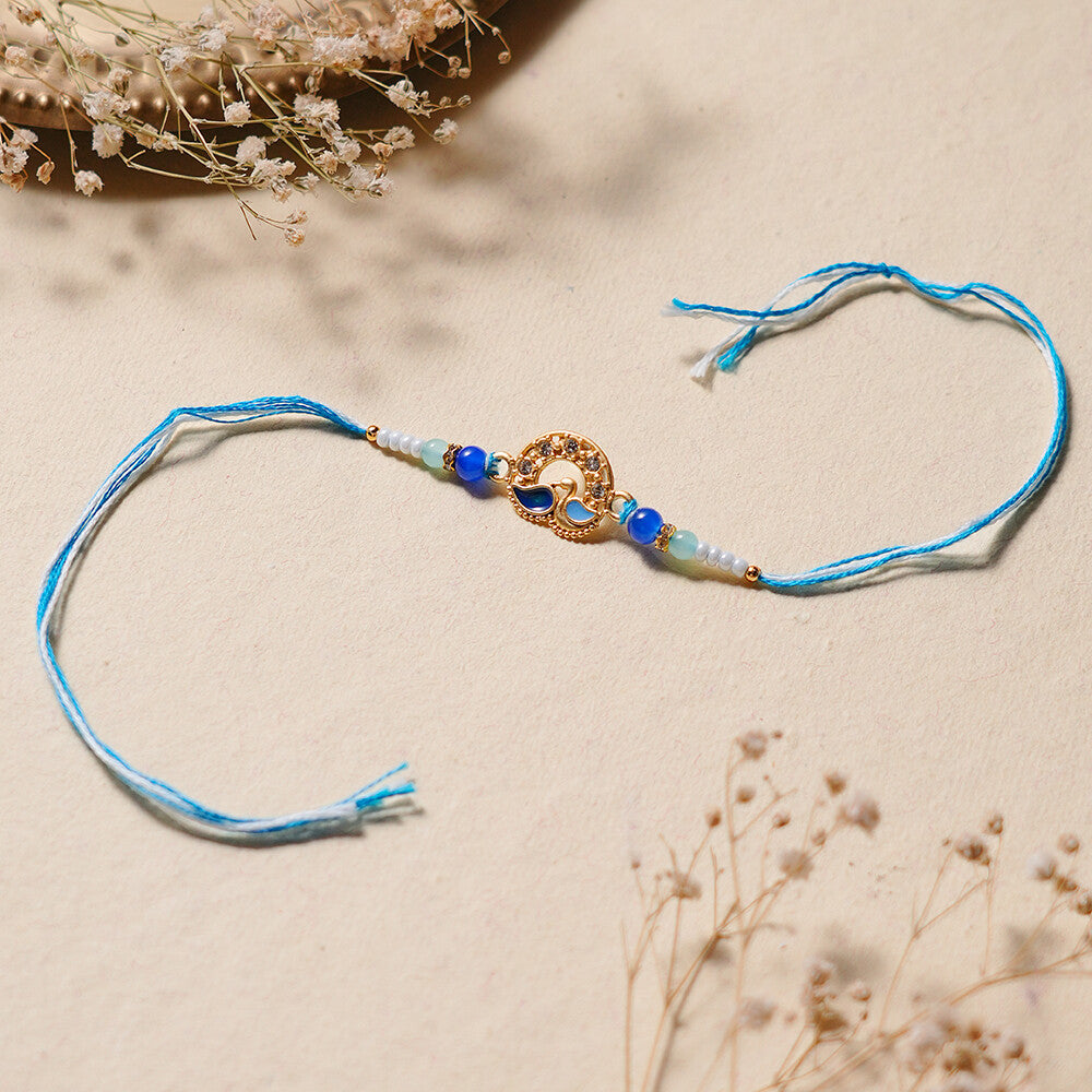 Madhoor Peacock Design Rakhi Blue 1 Piece