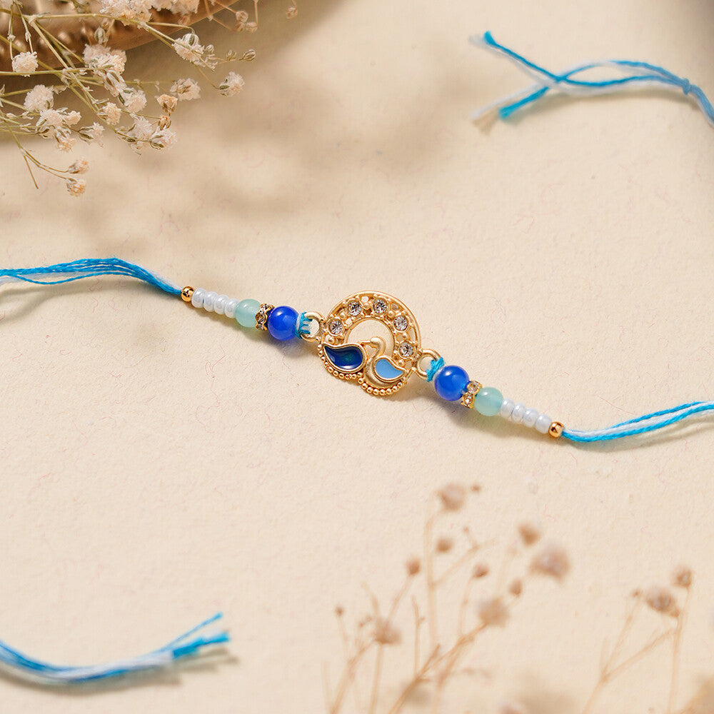 Madhoor Peacock Design Rakhi Blue 1 Piece