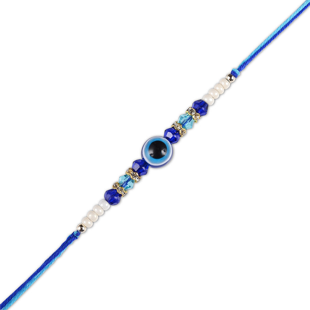 Madhoor Evil Eye Crystal Rakhi Blue White 1 Piece