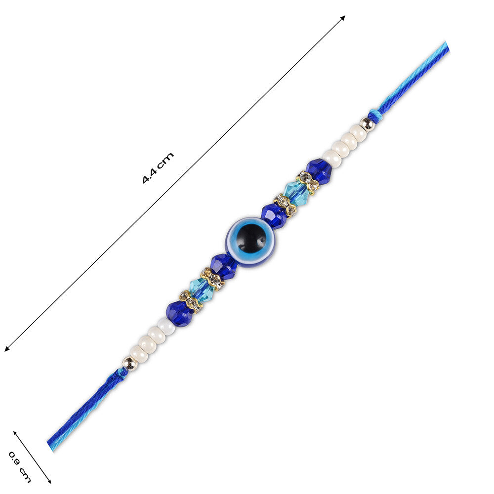 Madhoor Evil Eye Crystal Rakhi Blue White 1 Piece