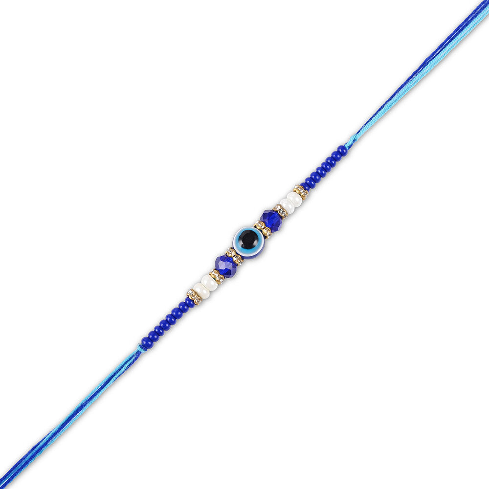 Madhoor Evil Eye Crystal Rakhi Blue 1 Piece