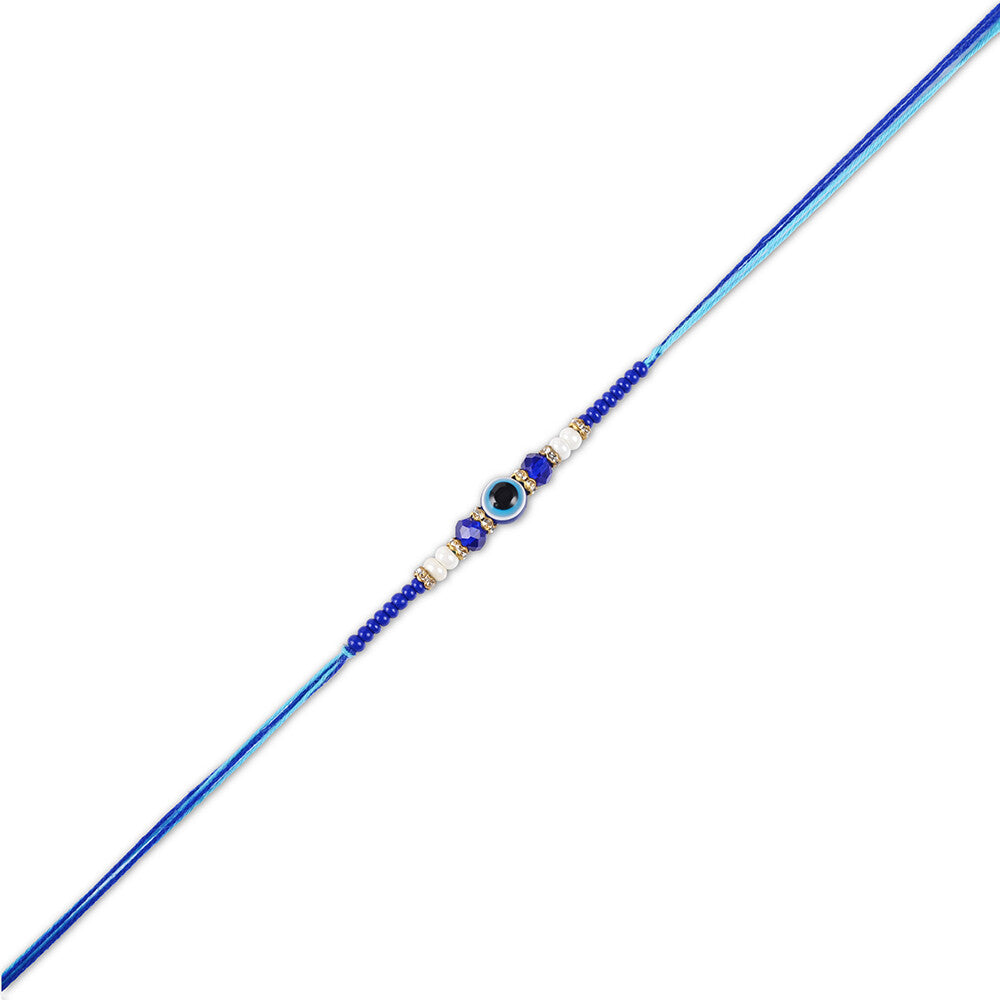 Madhoor Evil Eye Crystal Rakhi Blue 1 Piece