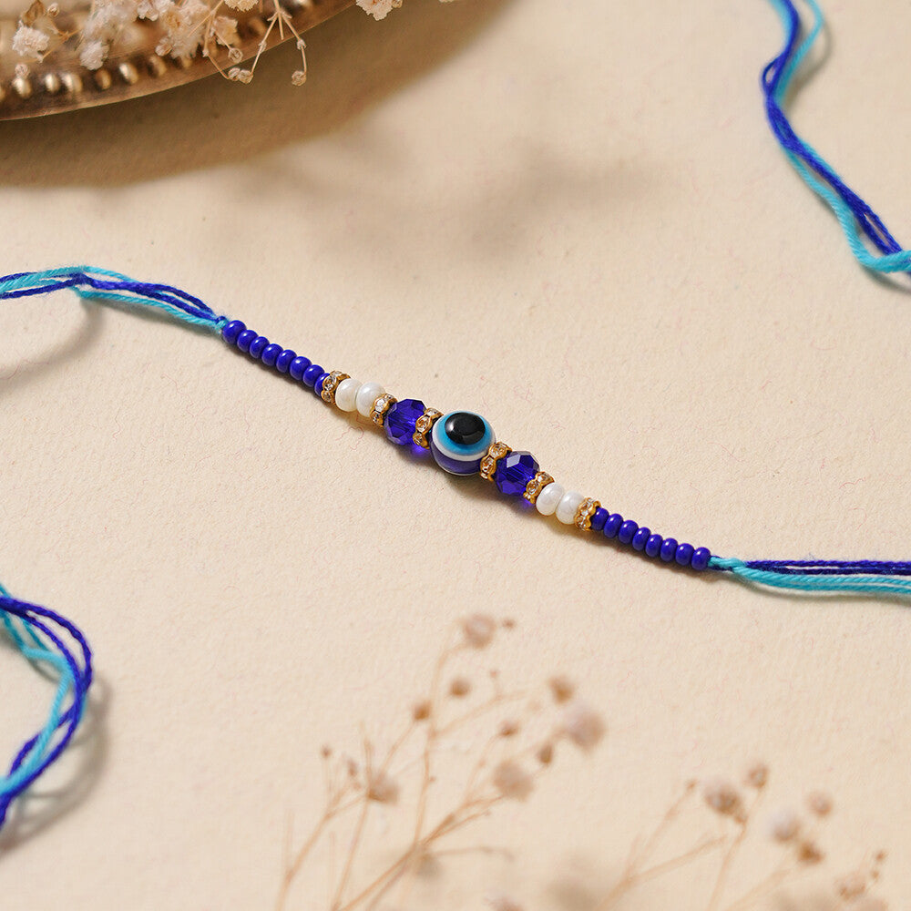 Madhoor Evil Eye Crystal Rakhi Blue 1 Piece