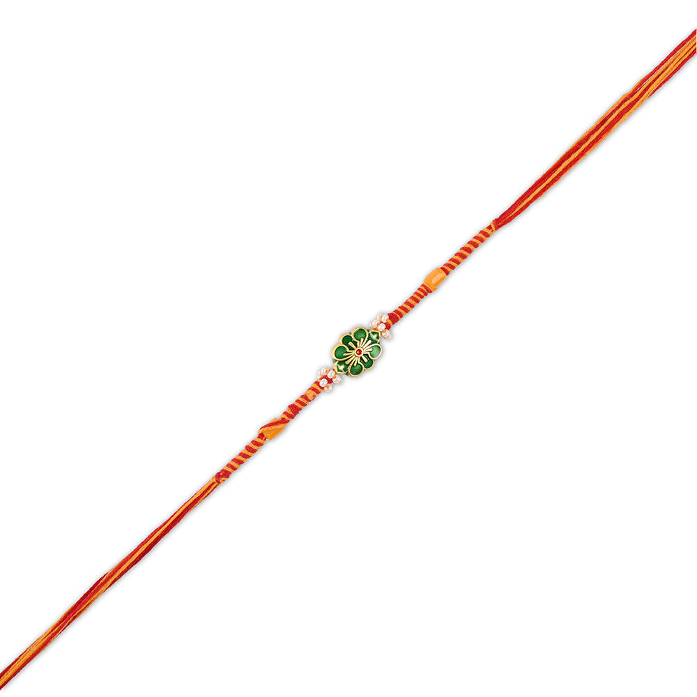 Madhoor Floral Twist Rakhi Red Yellow 1 Piece
