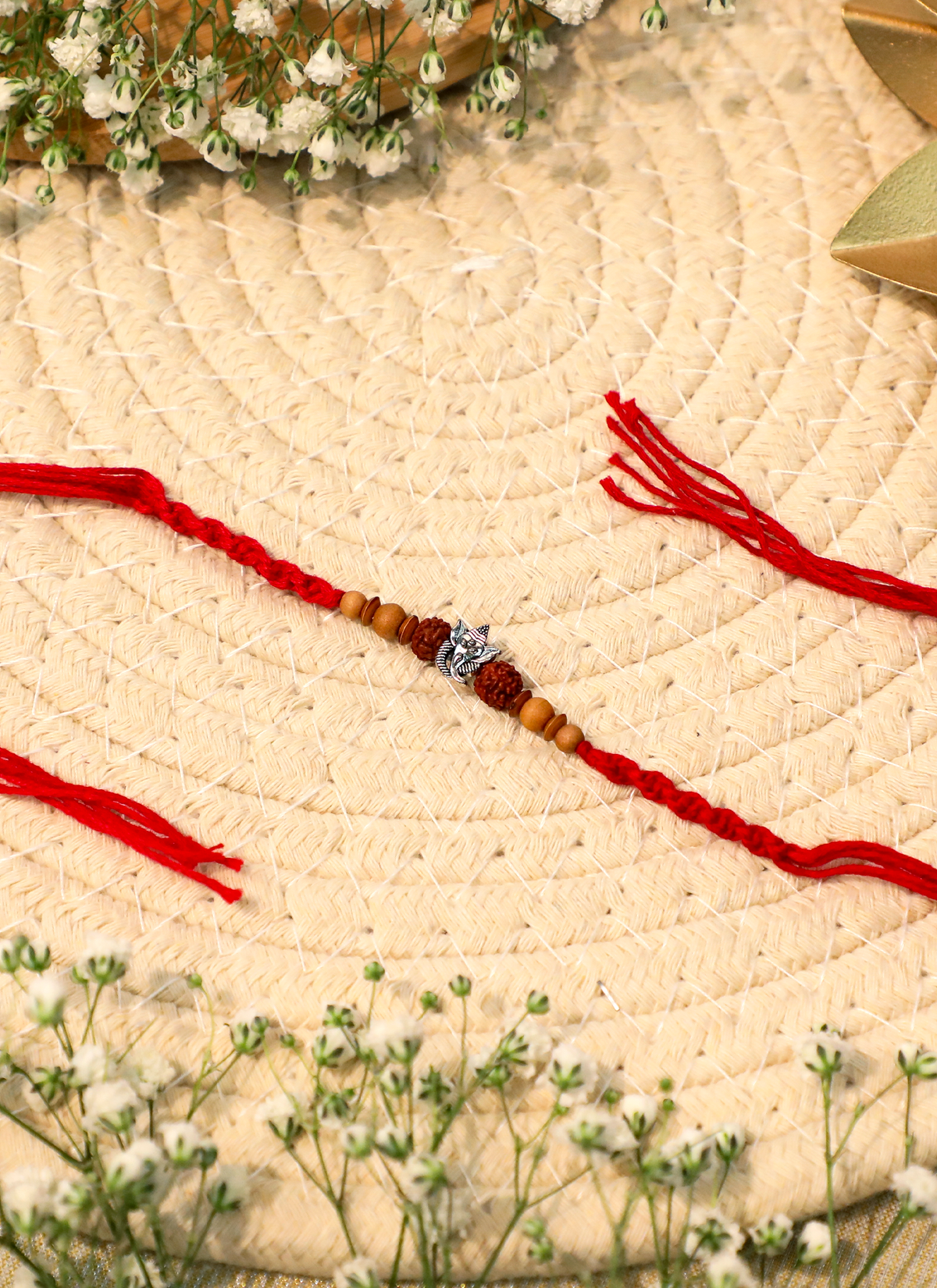 Madhoor Rudraksha Ganesha Rakhi Red 1 Piece