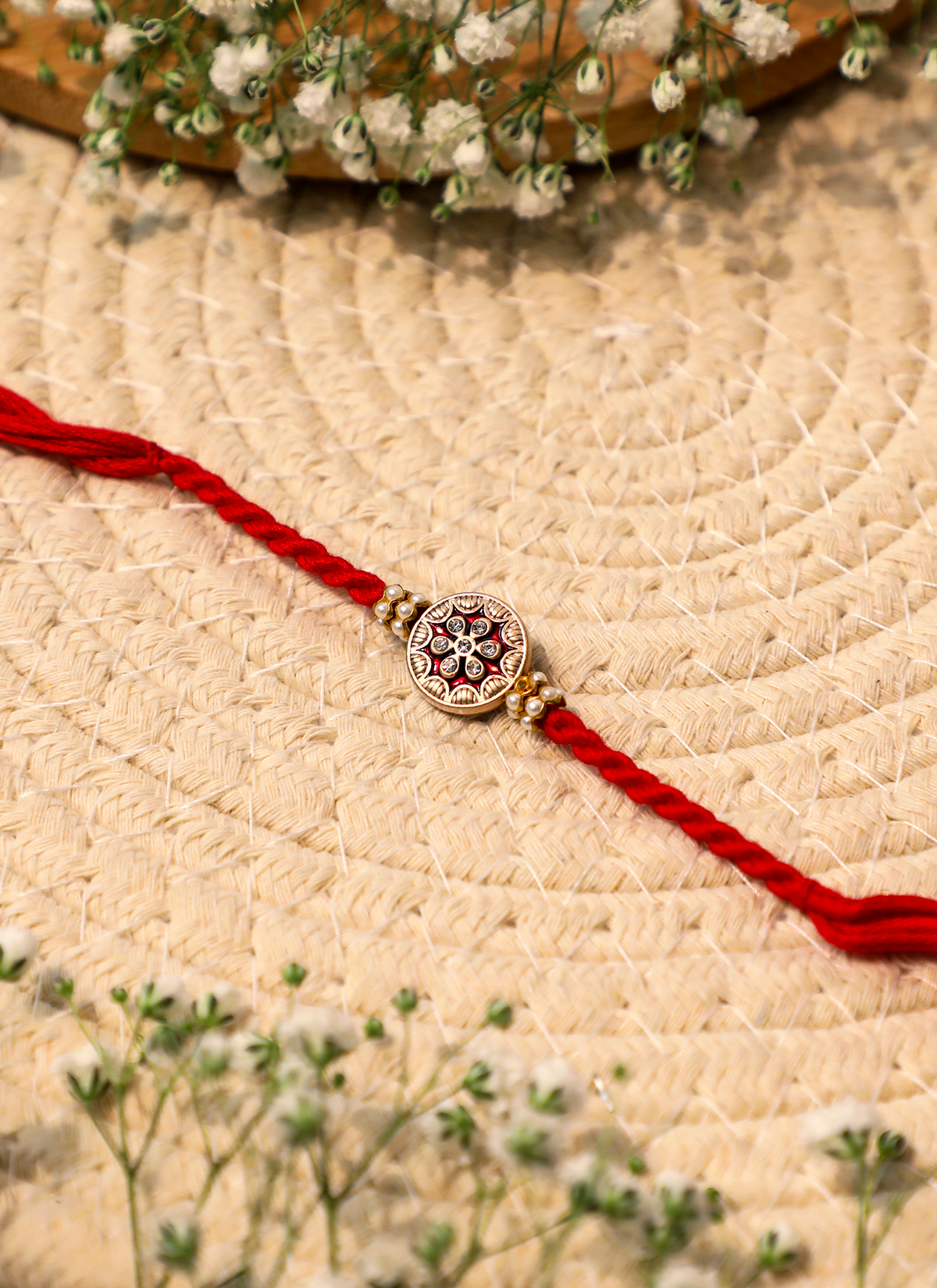 Madhoor Flower Rakhi Red 1 Piece