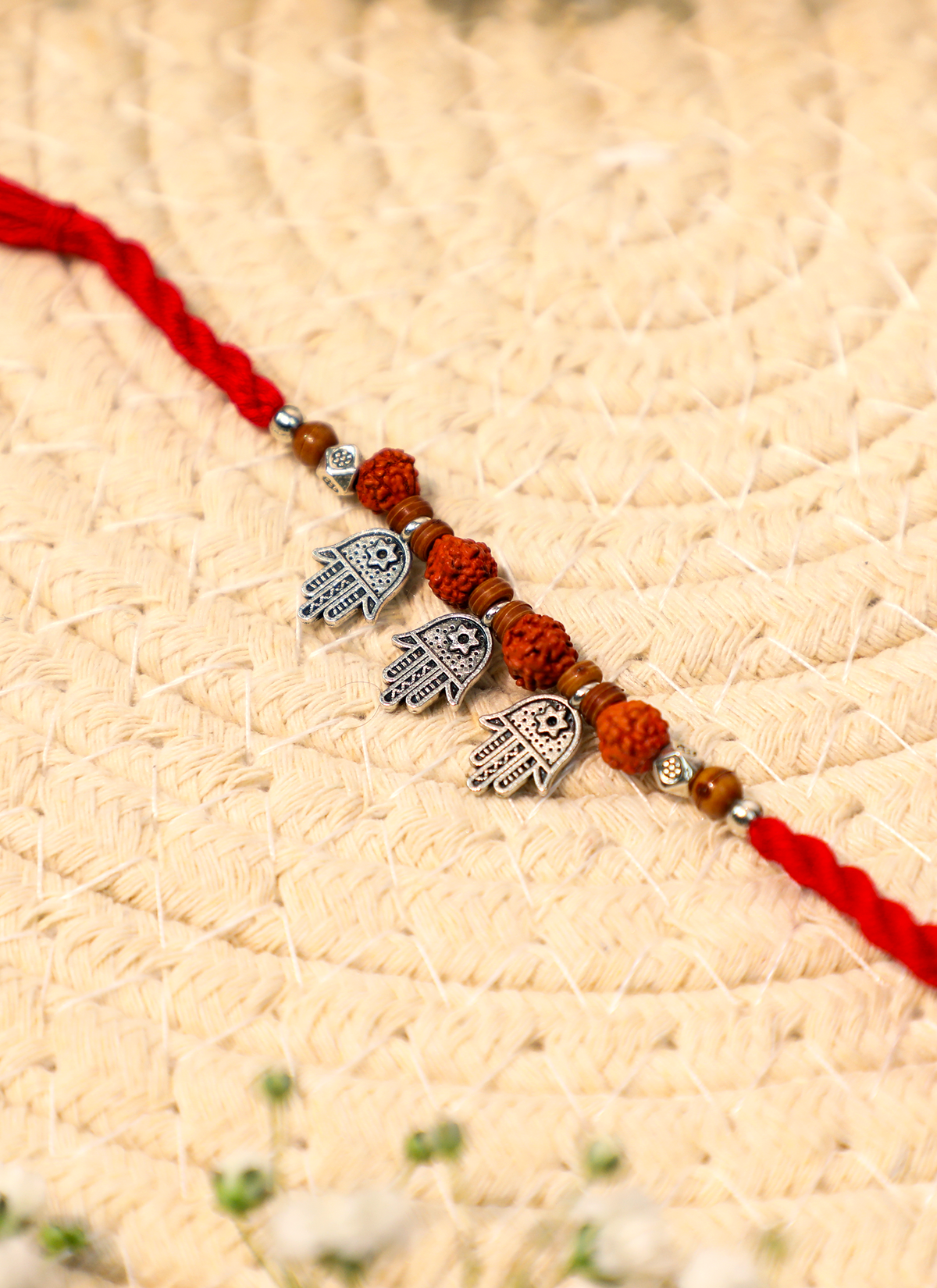 Madhoor Hamsa Rudraksha Rakhi Red 1 Piece