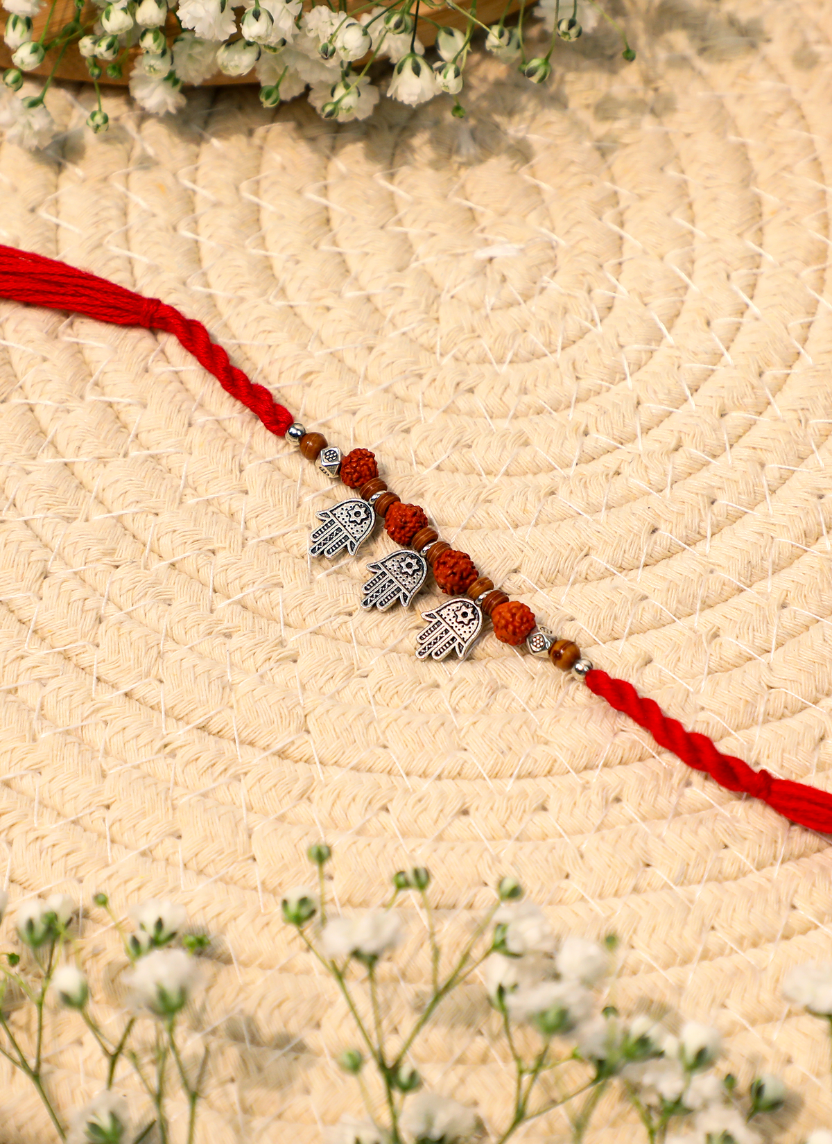 Madhoor Hamsa Rudraksha Rakhi Red 1 Piece