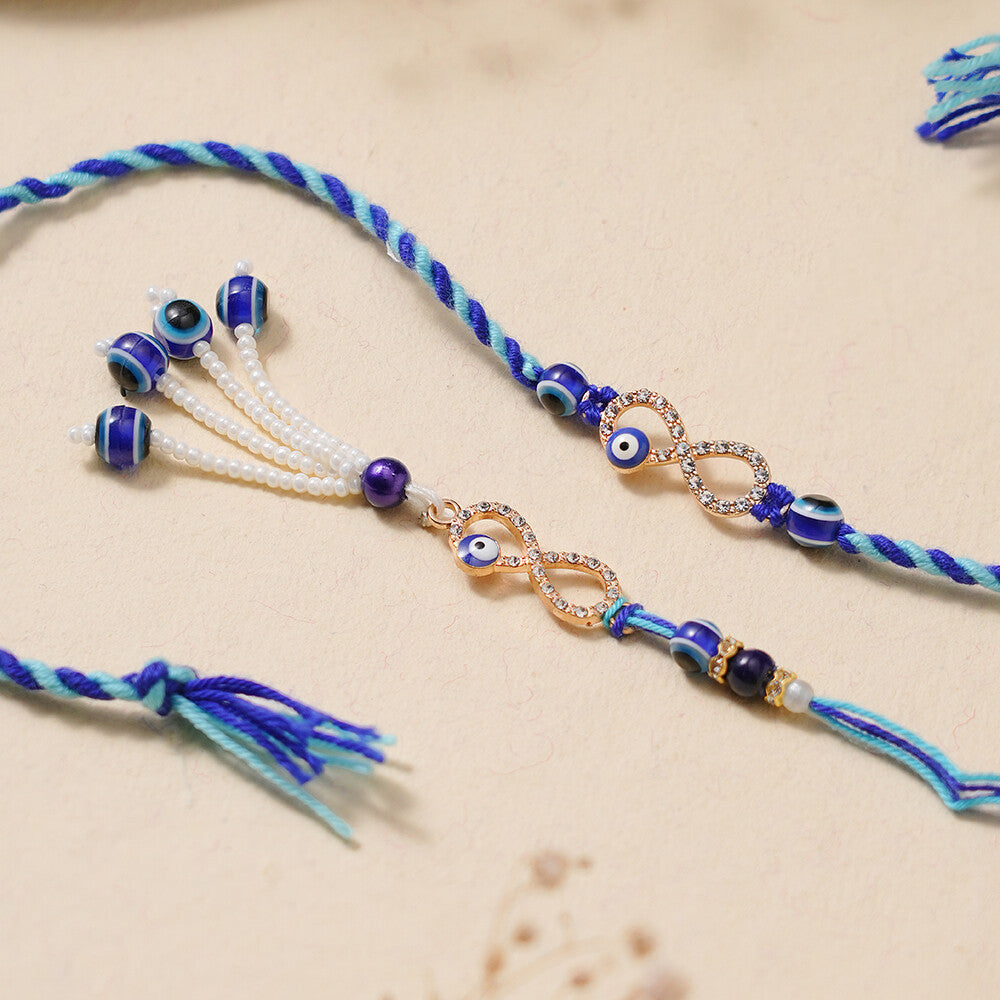 Madhoor Bhaiya Bhabhi Lumba Rakhi Infinity Blue 2-Piece Set