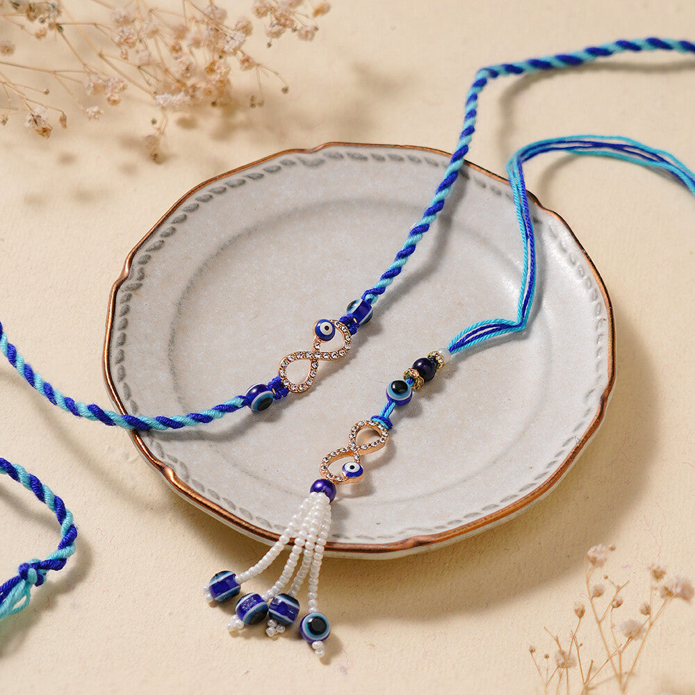 Madhoor Bhaiya Bhabhi Lumba Rakhi Infinity Blue 2-Piece Set