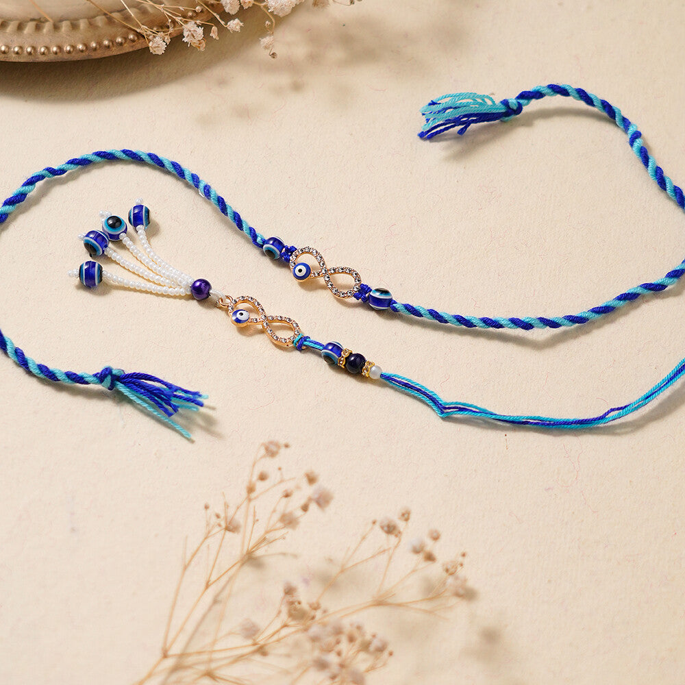 Madhoor Bhaiya Bhabhi Lumba Rakhi Infinity Blue 2-Piece Set