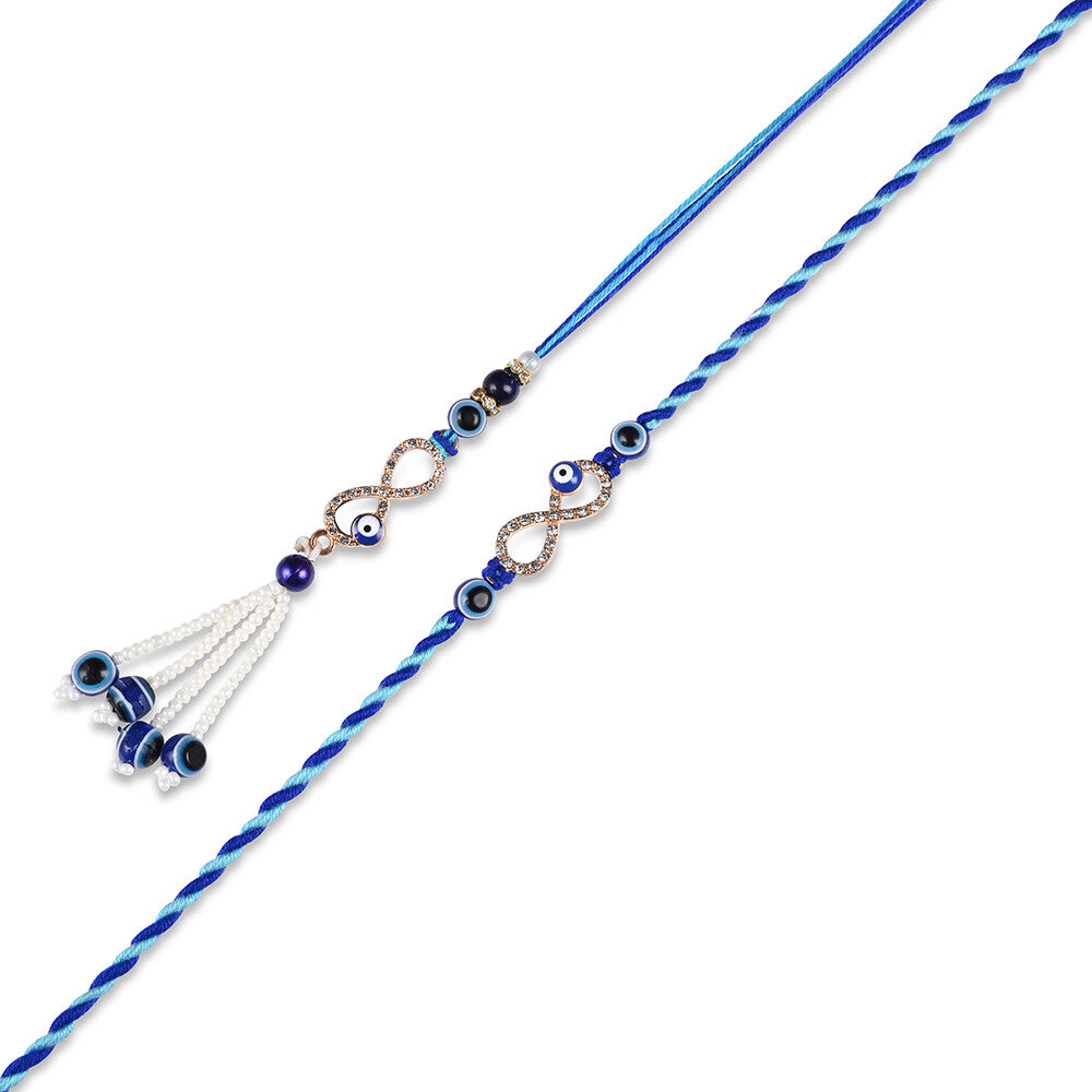 Madhoor Bhaiya Bhabhi Lumba Rakhi Infinity Blue 2-Piece Set