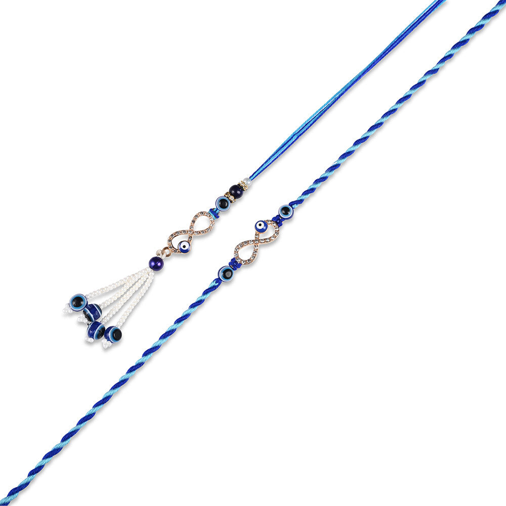 Madhoor Bhaiya Bhabhi Lumba Rakhi Infinity Blue 2-Piece Set