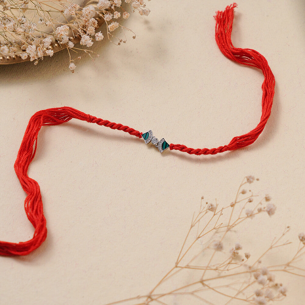 Madhoor Stones Geometric Rakhi Red 1 Piece