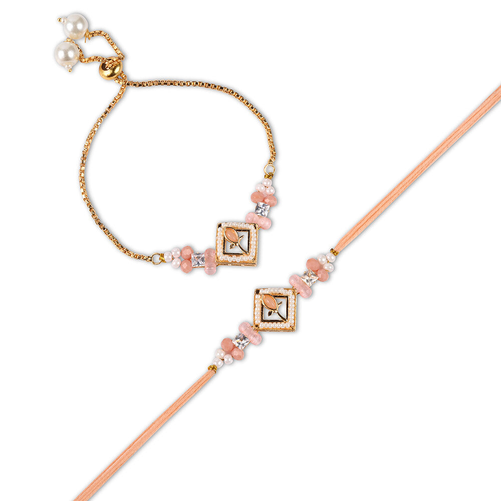 Madhoor Bhaiya Bhabhi Rakhi Yellow Gold-Tone 1 Set