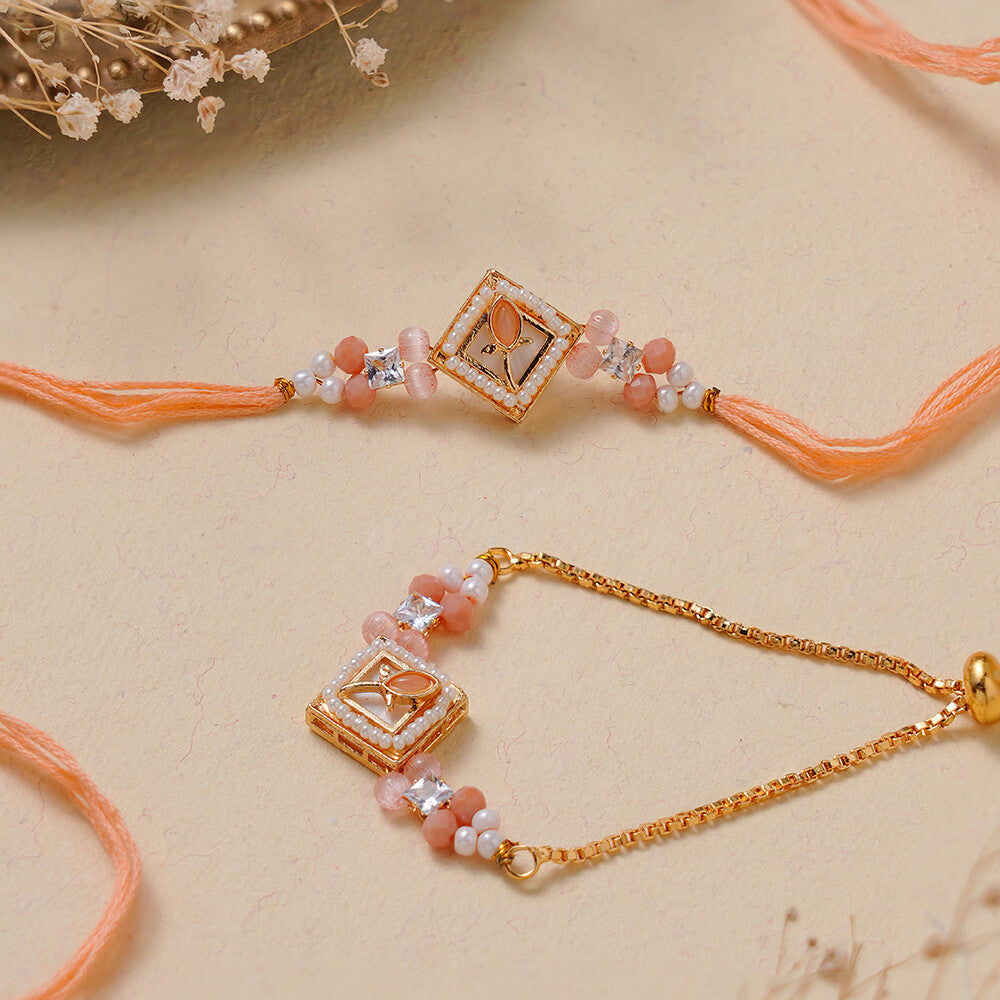 Madhoor Bhaiya Bhabhi Rakhi Yellow Gold-Tone 1 Set