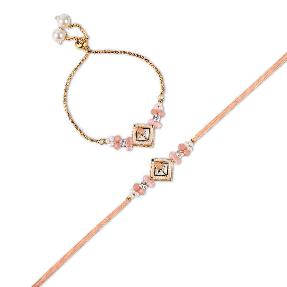 Madhoor Bhaiya Bhabhi Rakhi Yellow Gold-Tone 1 Set