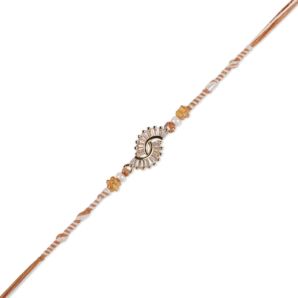 Madhoor Crystal Rakhi Brown White 1 Piece