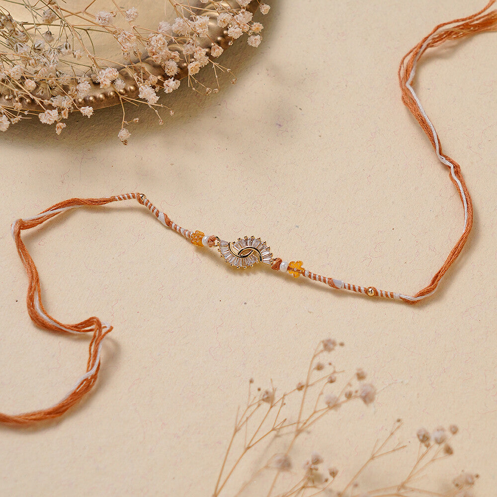 Madhoor Crystal Rakhi Brown White 1 Piece