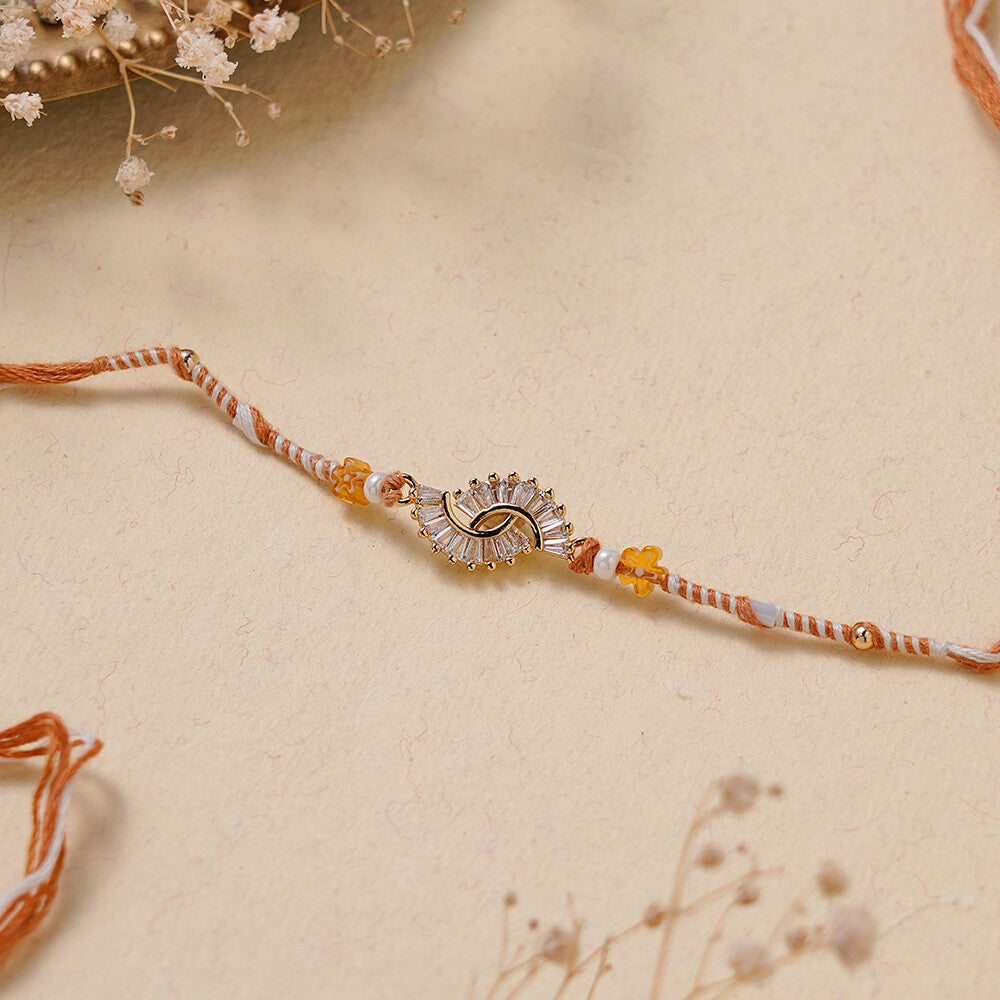 Madhoor Crystal Rakhi Brown White 1 Piece