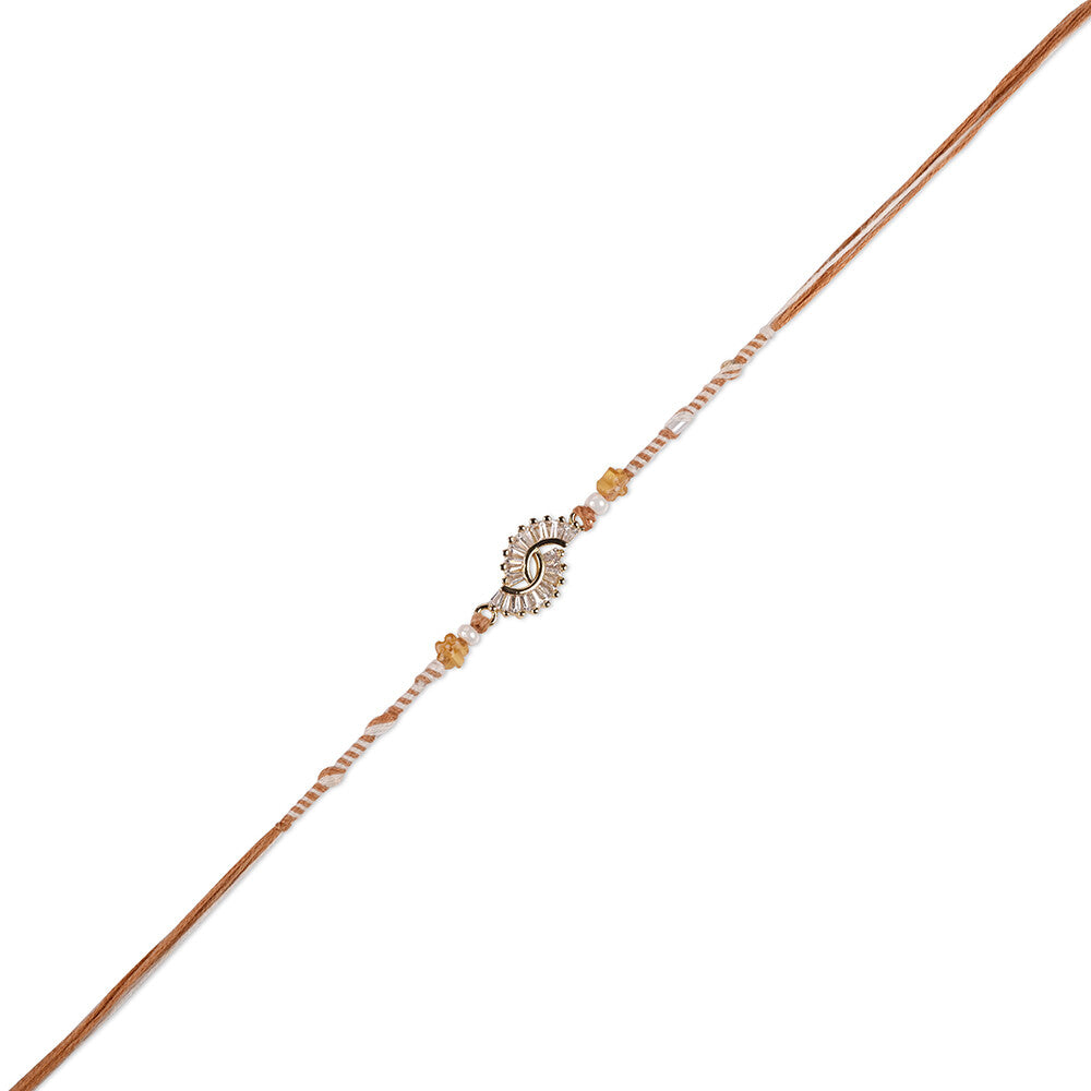 Madhoor Crystal Rakhi Brown White 1 Piece