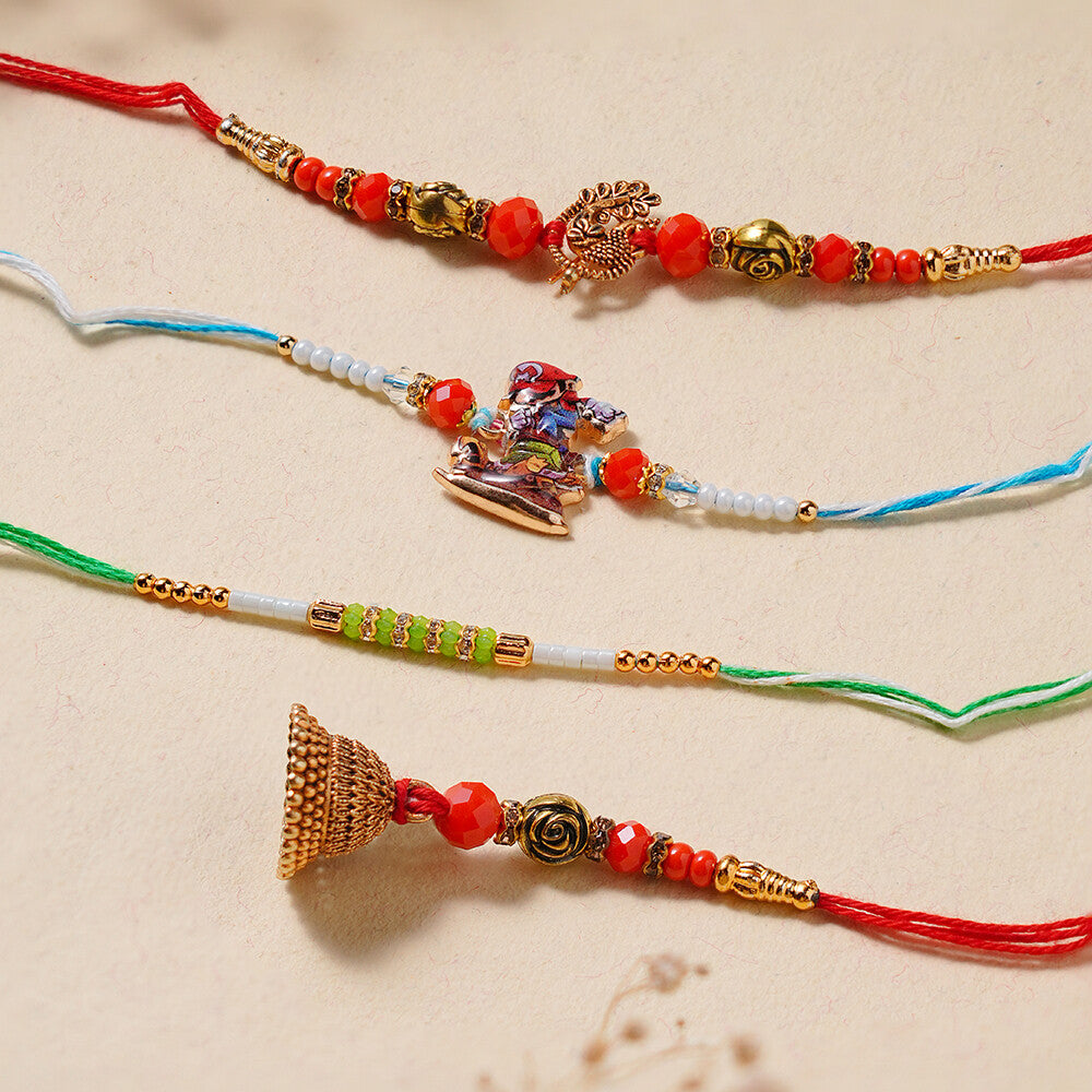 Madhoor Bhaiya Bhabhi Kids Rakhi Combo Multicolour 4-Piece Set