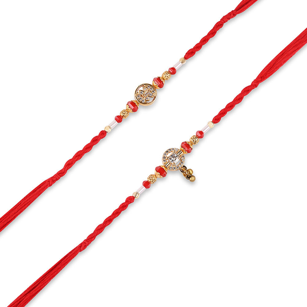 Madhoor Crystal Rakhi Red 2-Piece Set