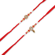 Madhoor Crystal Rakhi Red 2-Piece Set