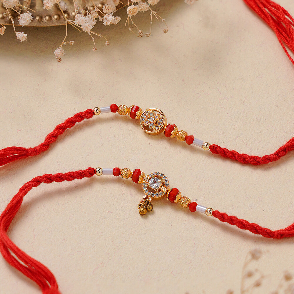 Madhoor Crystal Rakhi Red 2-Piece Set
