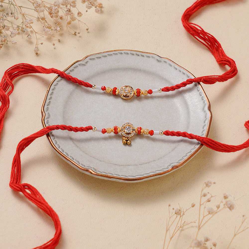 Madhoor Crystal Rakhi Red 2-Piece Set