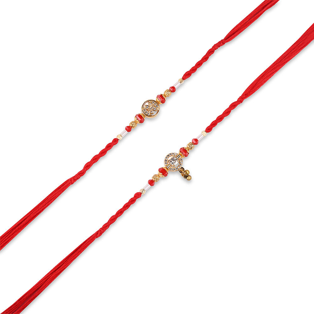 Madhoor Crystal Rakhi Red 2-Piece Set