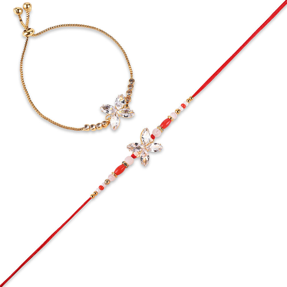 Madhoor Crystal Bead Rakhi Gold-Tone Set of 2