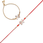 Madhoor Crystal Bead Rakhi Gold-Tone Set of 2