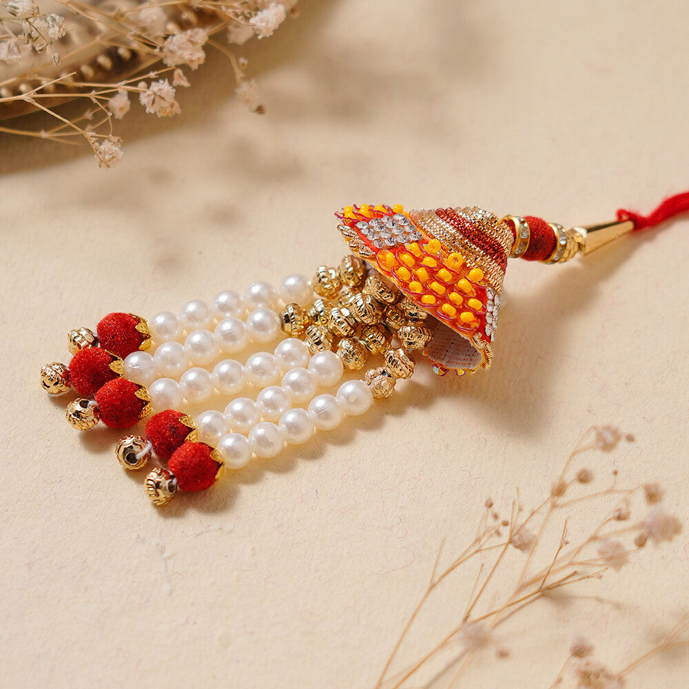 Madhoor Bead Jhumka Lumba Rakhi Peach 1 Piece