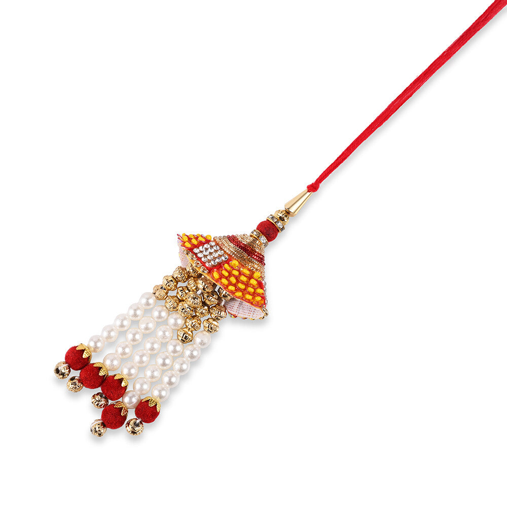 Madhoor Bead Jhumka Lumba Rakhi Peach 1 Piece