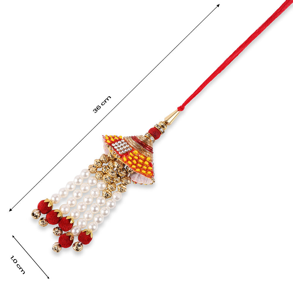 Madhoor Bead Jhumka Lumba Rakhi Peach 1 Piece