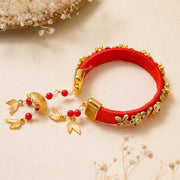 Madhoor Kundan Jhumka Lumba Rakhi Red 1 Piece