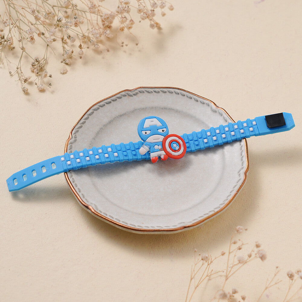 Madhoor Captain America Zipper Kids Rakhi Blue 1 Piece