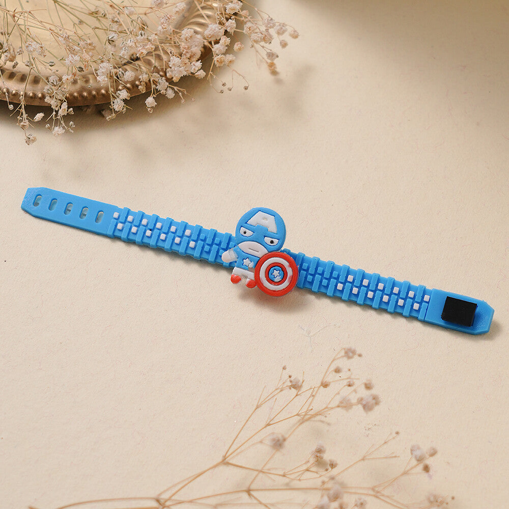 Madhoor Captain America Zipper Kids Rakhi Blue 1 Piece