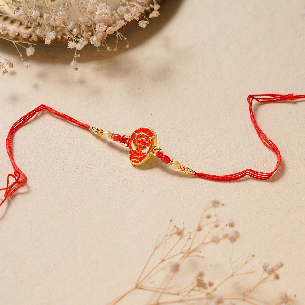 Madhoor Spider-Man Kids Rakhi Gold-Tone Red 1 Piece