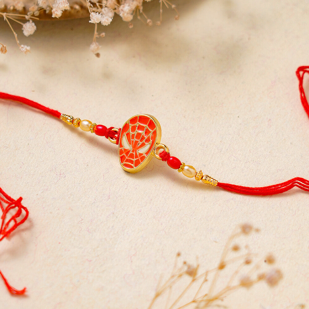 Madhoor Spider-Man Kids Rakhi Gold-Tone Red 1 Piece