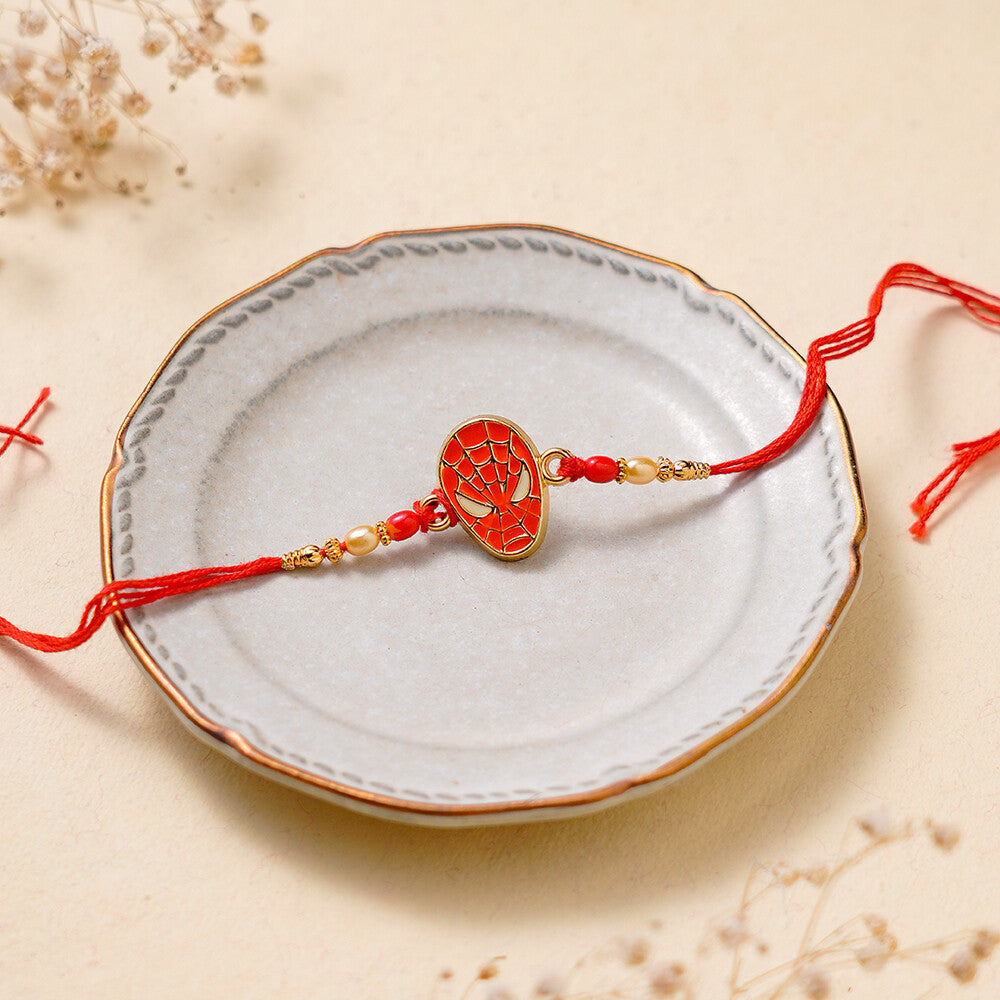 Madhoor Spider-Man Kids Rakhi Gold-Tone Red 1 Piece