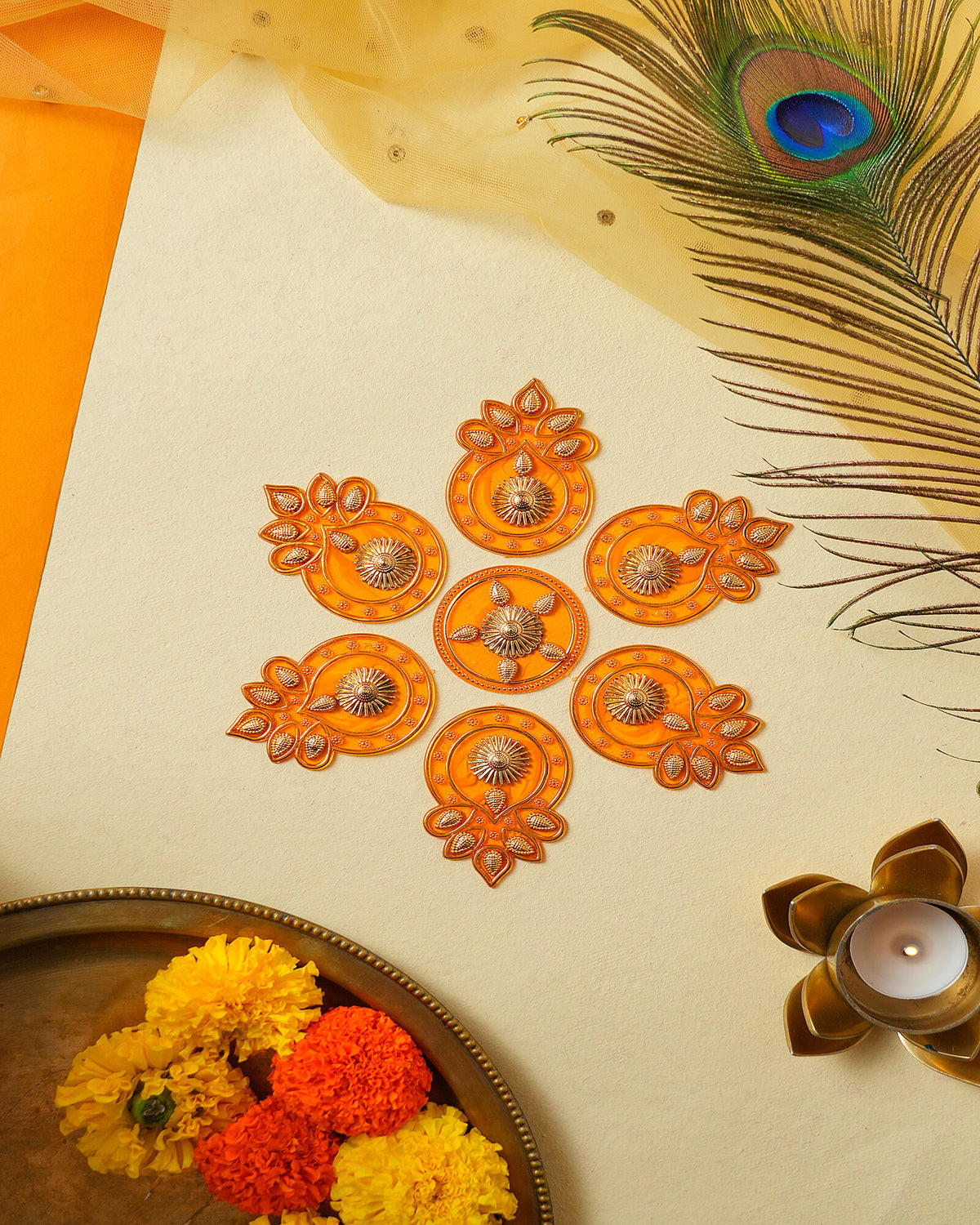 Madhoor Floral Rangoli Yellow 1 Set