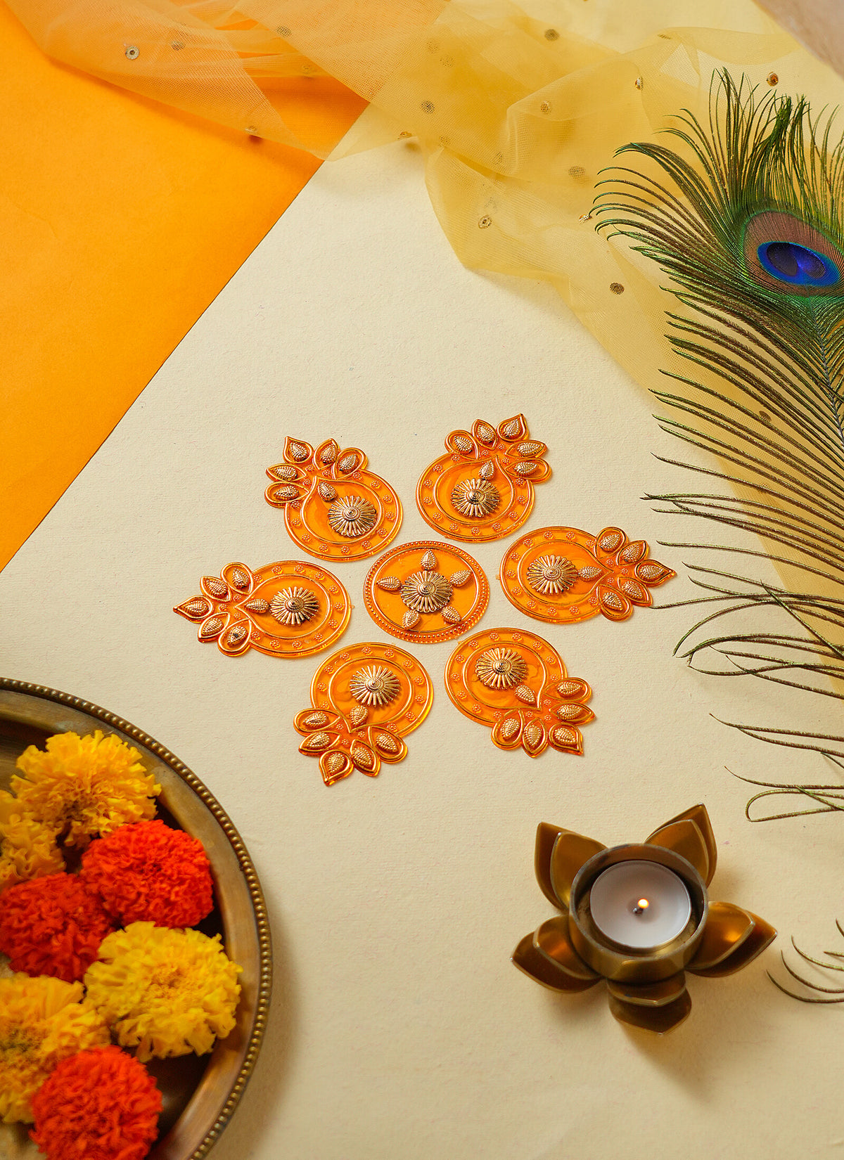 Madhoor Floral Rangoli Yellow 1 Set