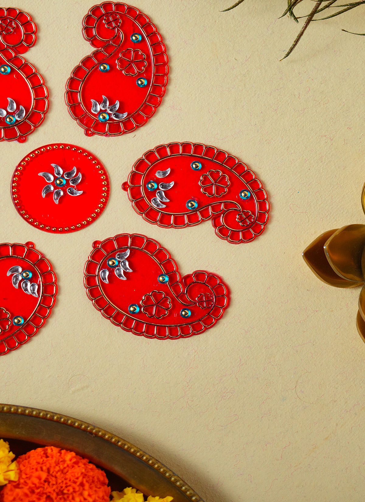 Madhoor Peacock Rangoli Red 1 Set