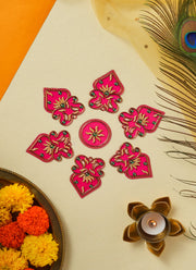 Madhoor Floral Rangoli Rani Pink 1 Set