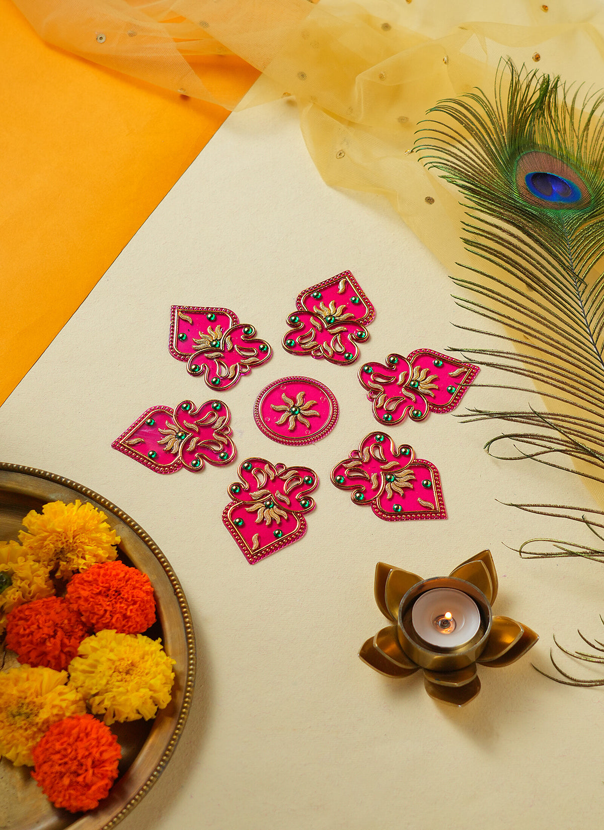Madhoor Floral Rangoli Rani Pink 1 Set