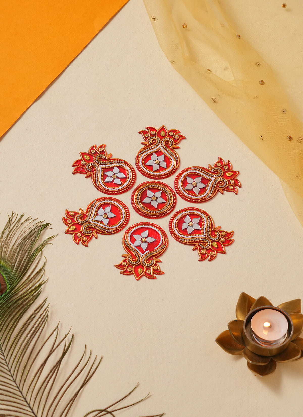 Madhoor Flower Rangoli Red 1 Set