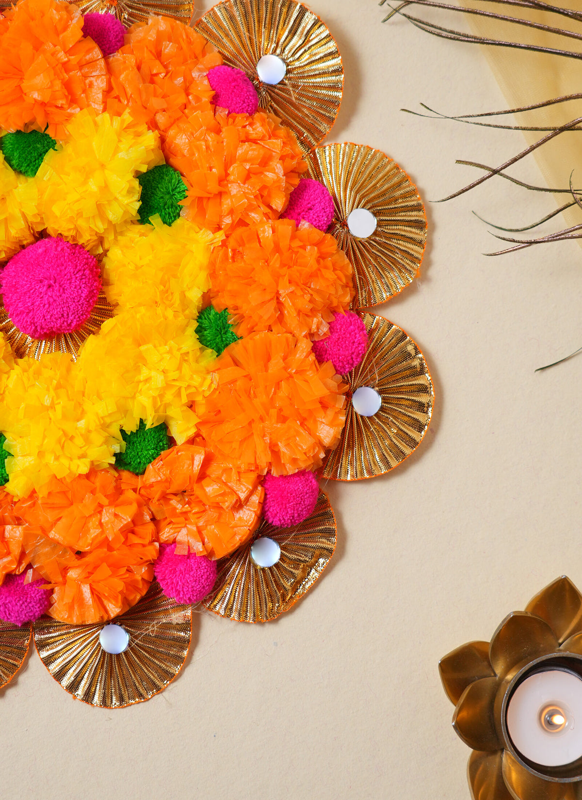 Madhoor Marigold Rangoli Pink Orange Yellow 1 Piece