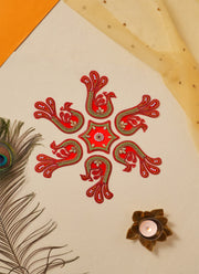 Madhoor Acrylic Peacock Rangoli Red 1 Set